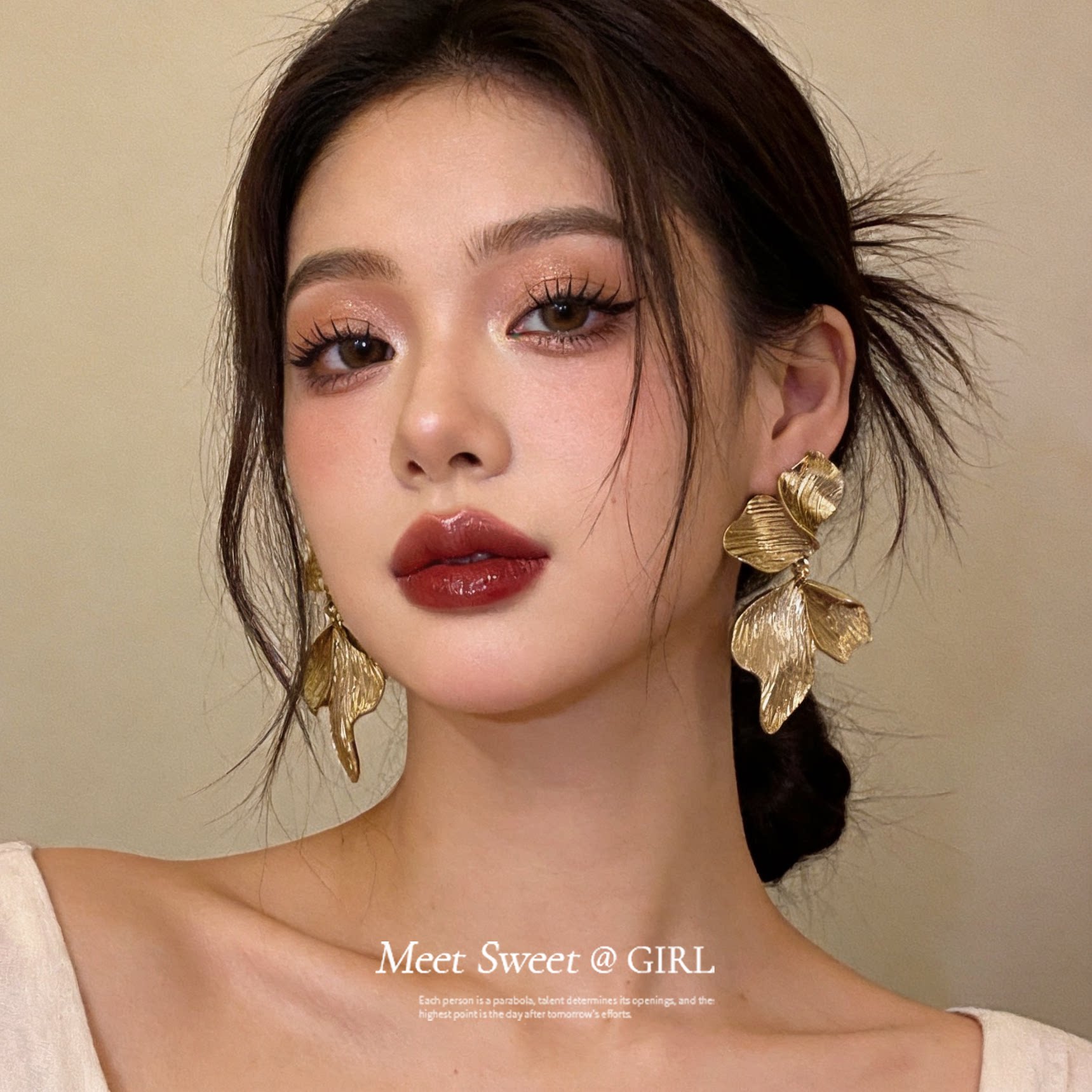 复古夸张金色绝美大耳环图片