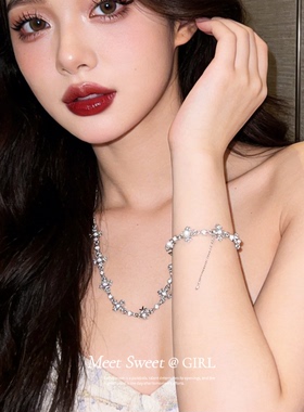 镶钻珍珠十字架项链小众配饰女