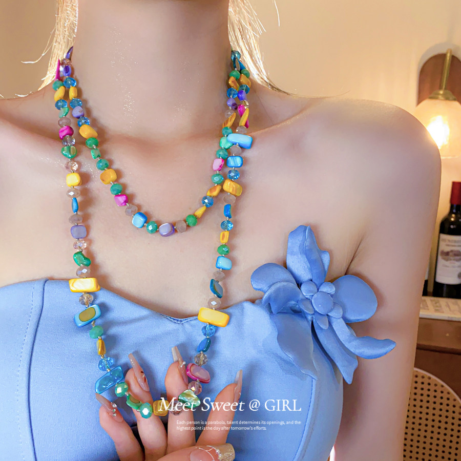 多巴胺彩色碎石贝壳项链女长款小众不规则叠戴配饰时尚简约颈饰,饰品/流行首饰/时尚饰品新,项链,淘宝优惠券,粉丝福利购,淘宝优惠卷