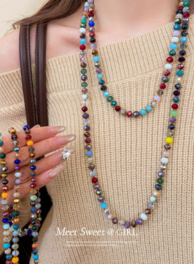 彩色多巴胺玻璃串珠项链