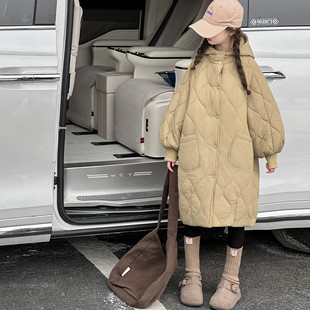 女童冬装绗线棉衣2025儿童冬季新款加棉加厚风衣外套中长款棉袄潮
