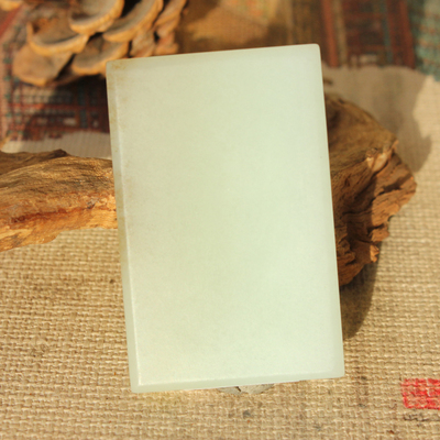 王实斋珠宝/新疆和田玉糖白玉平安无事牌挂件吊坠油润带证书H303