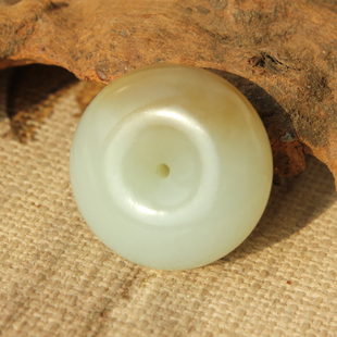 王实斋珠宝 新疆和田玉糖白玉27.5mm平安扣挂件吊坠白度好润H271