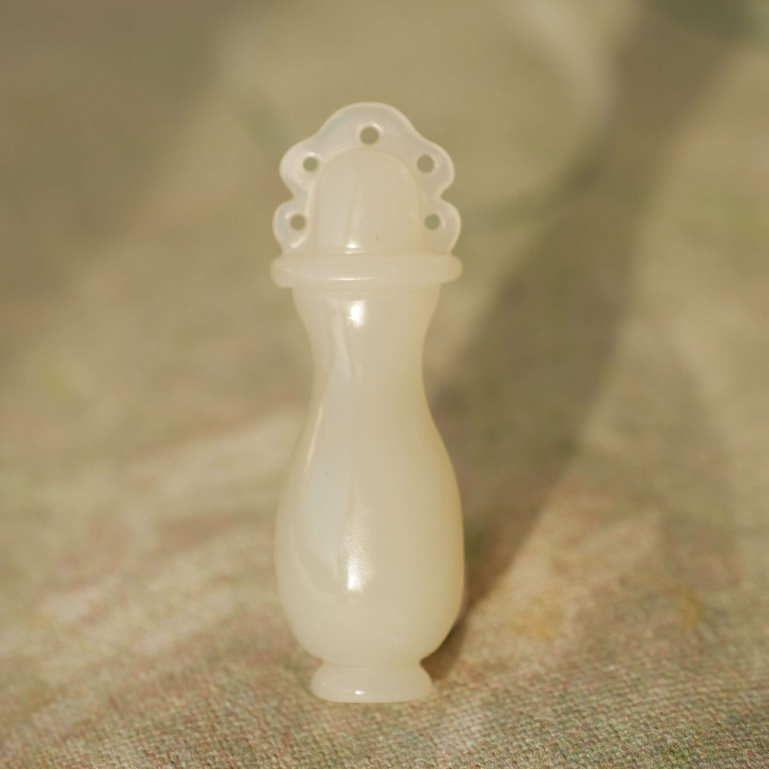 王实斋珠宝/新疆山料和田玉糖白玉平安玉瓶挂件吊坠白润小XY75