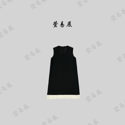 -桑蚕丝混纺撞色肌理感气质无袖圆领连衣裙-LQ1214