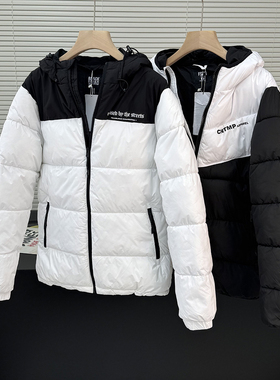 加厚保暖冬季男士时尚百搭连帽休闲棉衣外套22237