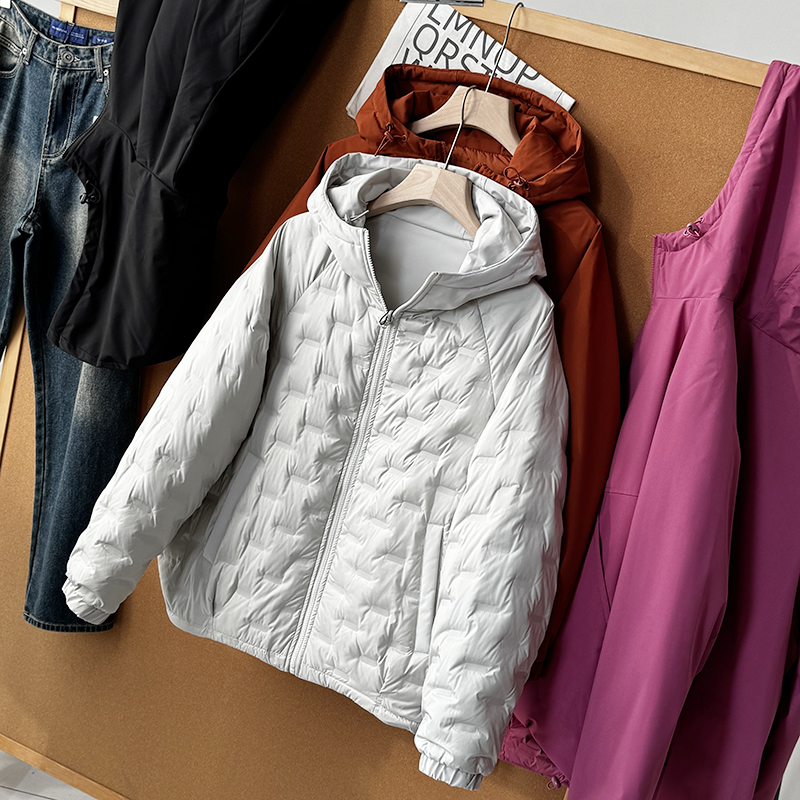 户外运动女装白鸭绒羽绒服连帽双面穿宽松休闲短款保暖外套S00662