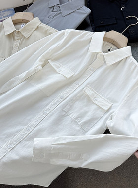 阿美咔叽风！重工装双口袋！春季男士全棉休闲翻领长袖衬衫50488