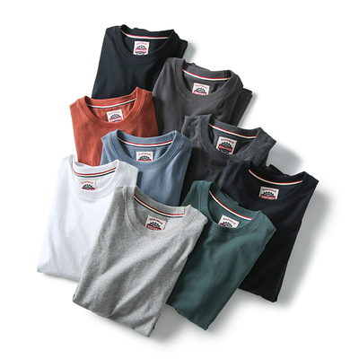 美式复古磨毛白色黑打底短袖t恤