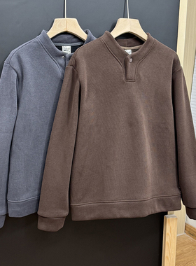 男士秋冬纯色立领加绒加厚长袖卫衣德绒宽松休闲上衣13111