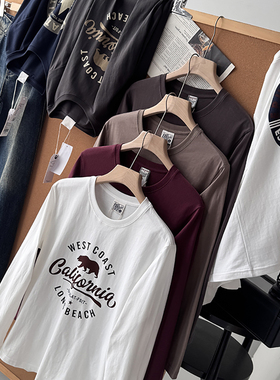 美式阿美咔叽风！秋季新品全棉水洗透气长袖打底衫25324