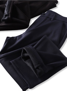 保暖不臃肿！外贸男装秋冬加绒加厚弹力商务通勤休闲裤D8527R