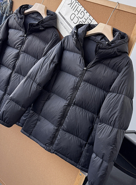 冬季新款黑色简约连帽羽绒服百搭泡芙加厚羽绒服外套26419