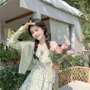 实拍~大码2026新款小清新甜美长裙碎花吊带连衣裙子两件套装女夏