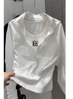 百搭辣妹风减龄休闲衬衫女2026年早春新款显瘦小众通勤上衣假两件