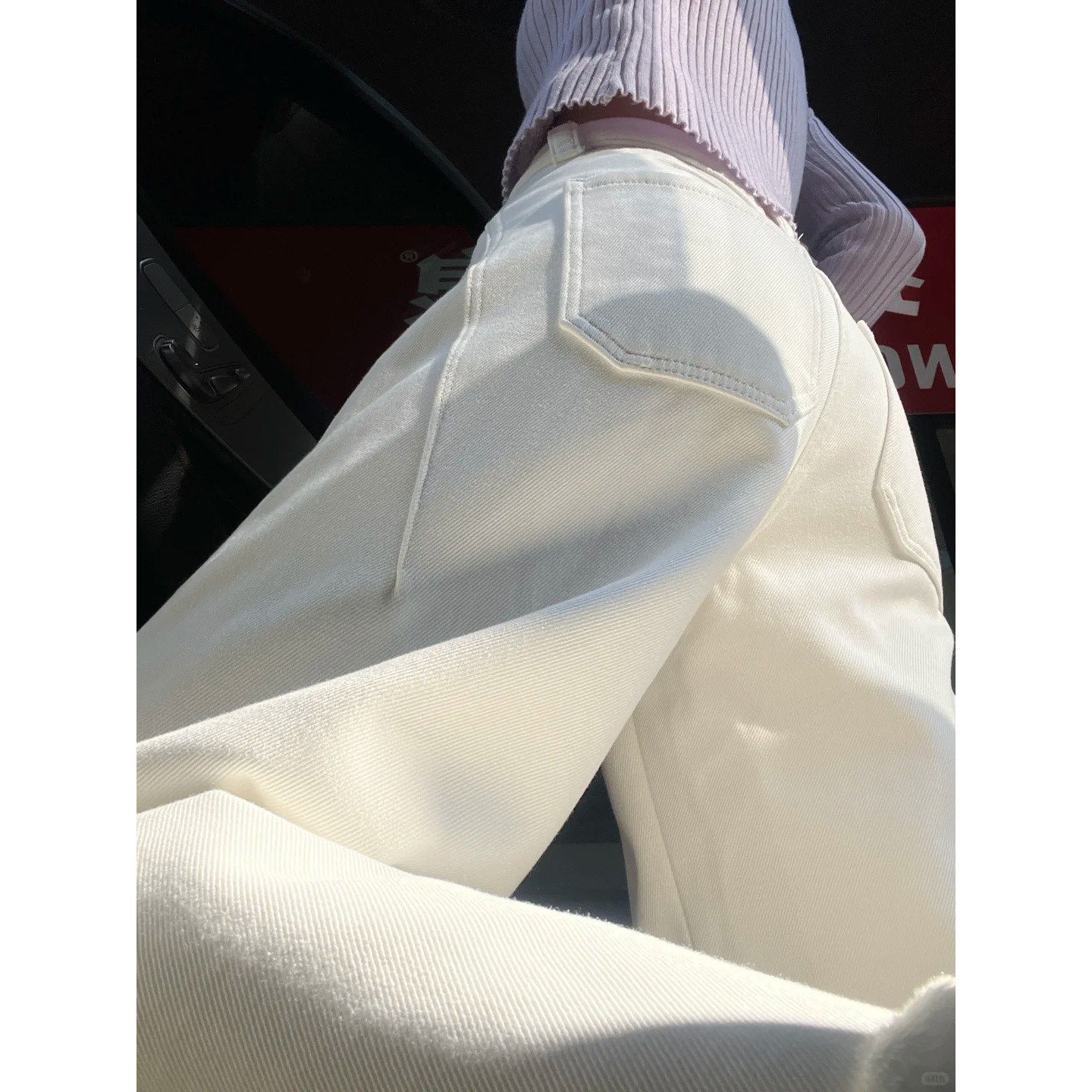 白色阔腿裤女2025新款加绒加厚弯刀牛仔裤大码胖mm显瘦窄版直筒裤