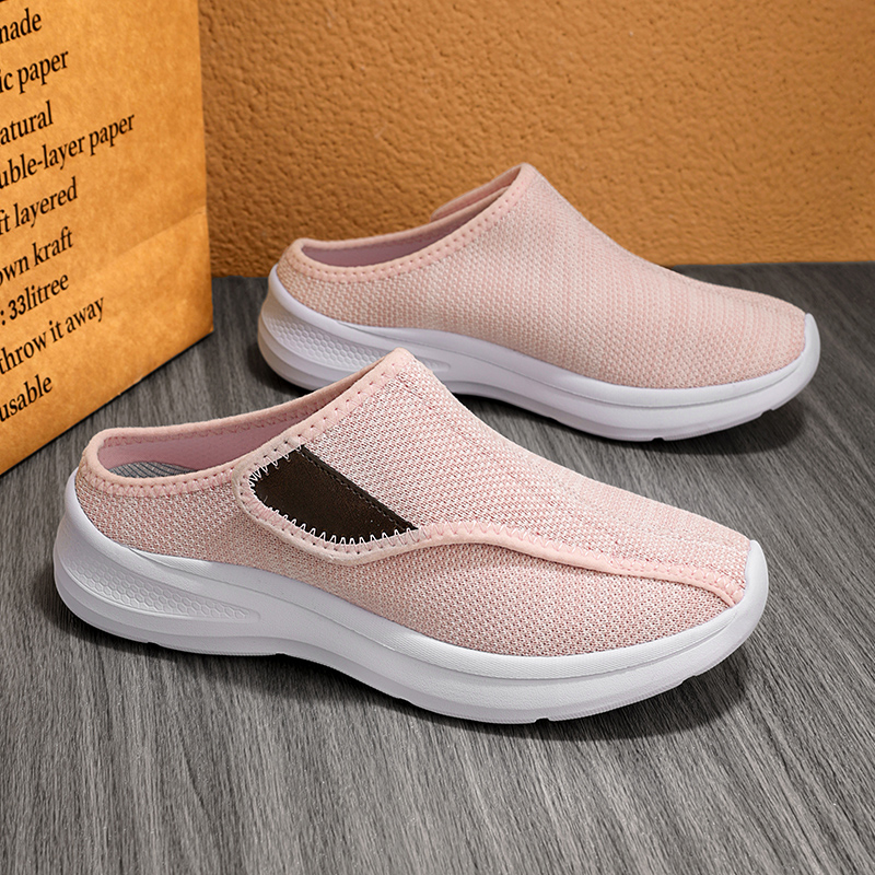 老人脚肿拖鞋软底不累脚包头半拖