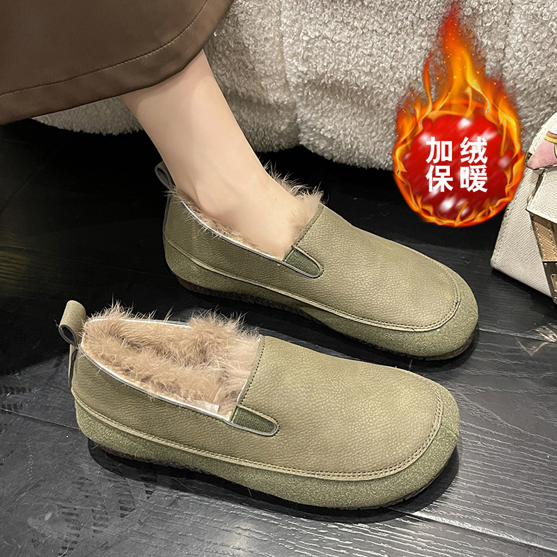 棉鞋女冬加绒一脚蹬保暖鞋