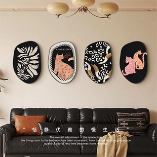 复古沙发背景墙面挂画法式中古风客厅装饰画小众艺术卧室床头壁画