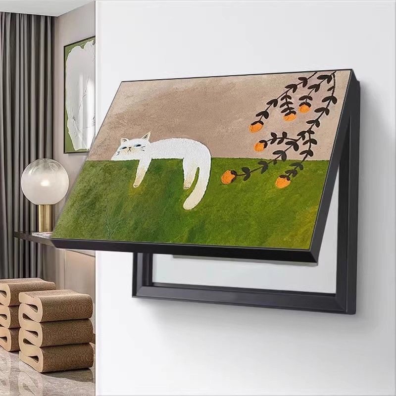 治愈系电表箱装饰画奶油风悠闲午后慵懒猫咪客厅平面画配电箱挂画,家居饰品,电表箱装饰画,淘宝优惠券,粉丝福利购,淘宝优惠卷