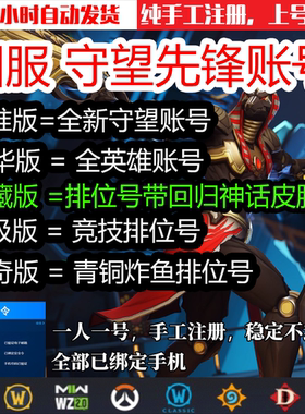 守望先锋归来国服全英雄排位竞技账号成品OW网易暴雪战网号