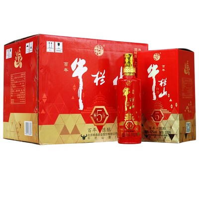 牛栏山北京二锅头佰年陈酿顺5伍42度浓香型白酒礼盒整箱500ml*6瓶