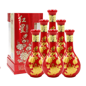 北京红星二锅头52度富贵红花瓷兼香型500ml*6瓶送礼盒装白酒