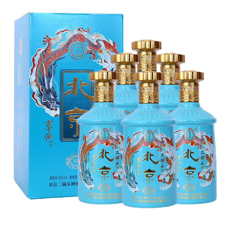 永丰牌 北京二锅头京派淳和V30清香型白酒46度500ml*6瓶 蓝色礼盒