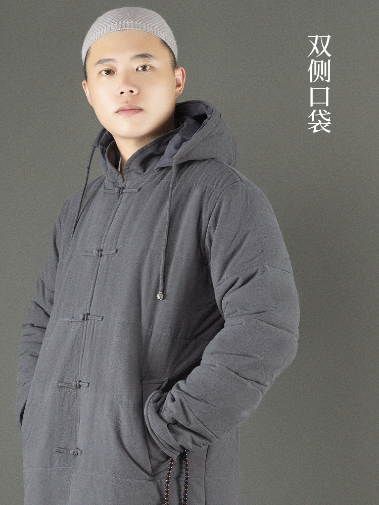 WINTER MONK CLOTHES COTTON COATS MONK CLOTHES COTTON JACKETS MENS AND WOMENS LINEN MONK CLOTHES COTTON THICKENED COTTON ROBES LONG GOWNS MEDITATION CLOTHES