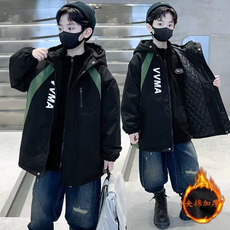 荣贵人鳥男童冲锋衣三合一可拆卸2025新款中大儿童装秋冬夹棉加厚