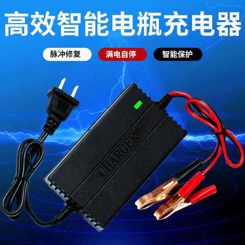 12V12AH8A棉花糖机专用充电器爆米花机充电器鳄鱼夹 圆孔铅酸通用