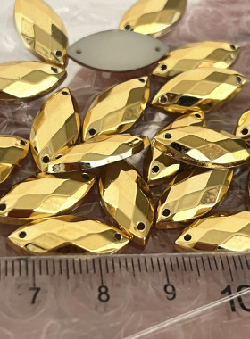 金色马眼网面椭圆形亚克力手缝钻服装鞋花散珠DIY装饰品辅料配件