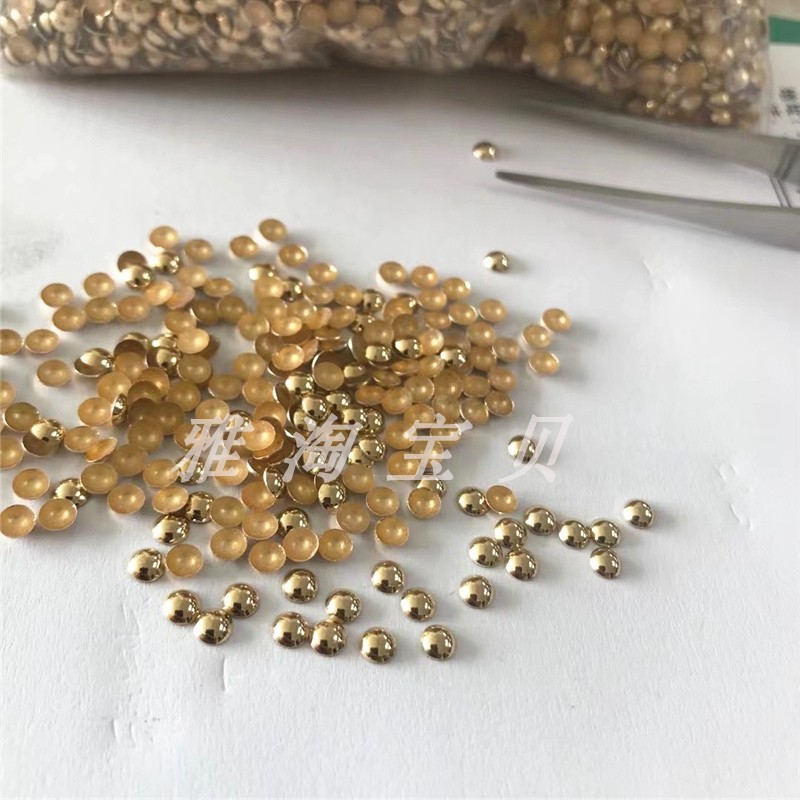 DIY娃衣服饰迷你小配件制作烫片小圆片金色半圆蘑菇钉铆钉散珠2mm