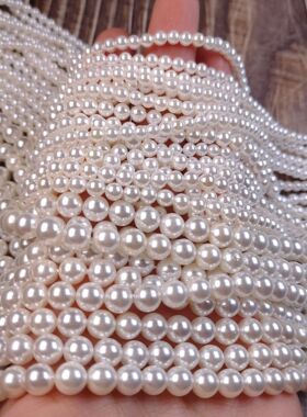 米白南洋全孔贝珠耳饰品配件 2-16mm贝壳珍珠DIY串珠耳饰项链散珠