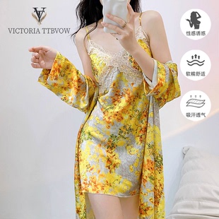 新款 Victoria维多利亚性感睡衣2025夏季 碎花带胸垫吊带睡裙家居服