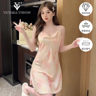 Victoria维多利亚冰丝睡裙女2025新款 性感吊带睡衣家居服 夏季 薄款