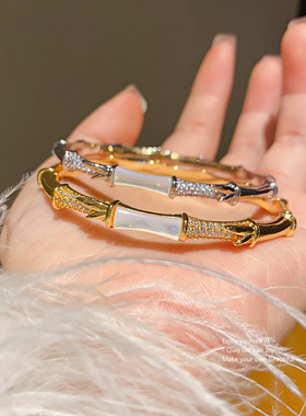 白贝母竹子手镯新中式