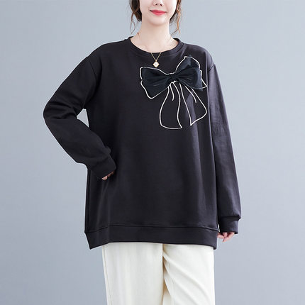 300斤特大码女装胖mm蝴蝶结卫衣