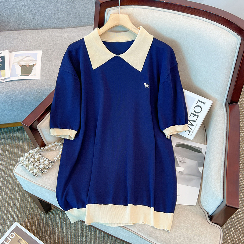 130/300斤大码女装韩版刺绣POLO