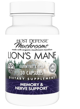 美国Host Defense 蘑菇 Lion's Mane大脑健康 专注和记忆功能30粒