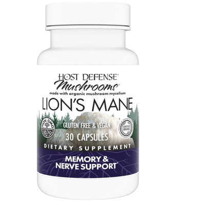美国Host Defense 蘑菇 Lion's Mane大脑健康 专注和记忆功能30粒