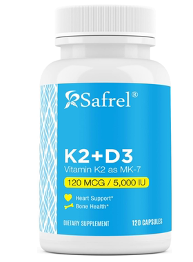 美国Safrel VitaminK2(MK7)120MCG+D3 5000 IU支持骨骼免疫和心脏