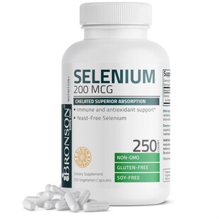 美国 Bronson硒补充剂200mcg 无酵母螯合氨基酸复合物 250粒胶囊