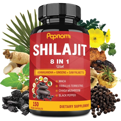 美国Papnami Shilajit男女活力能量和免疫支持8合1成分南非醉茄