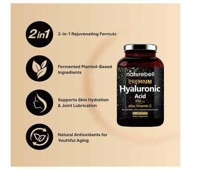 美国NatureBell Hyaluronic Acid 透明质酸皮肤关节指甲骨骼200粒
