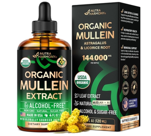美国USDA Organic Mullein肺滴剂 毛蕊叶和甘草提取物补充剂120ml
