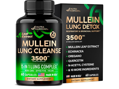美国Mullein 毛蕊花叶提取物NAC15合1 肺部支持补充剂 肺部3500mg