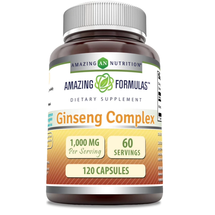 美国 Amazing Nutrition人参复合物1000毫克4:1韩国人参提取120粒