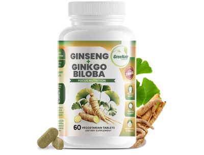 美国 GreeNatr  Panax 人参 银杏叶片 记忆力助推器和脑部健康60