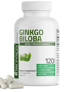 美国Bronson Ginkgo Biloba银杏叶大脑功能和记忆支持 120粒